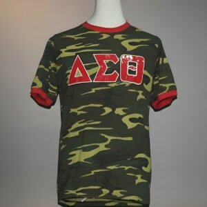 Delta Sigma Theta Camo Ringer Tee: The Crimson Vanguard Edition
